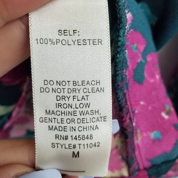 Everly Womens Multicolor Long Sleeve Floral Blouse Top Size M Keyhole Neck - Picture 13 of 15